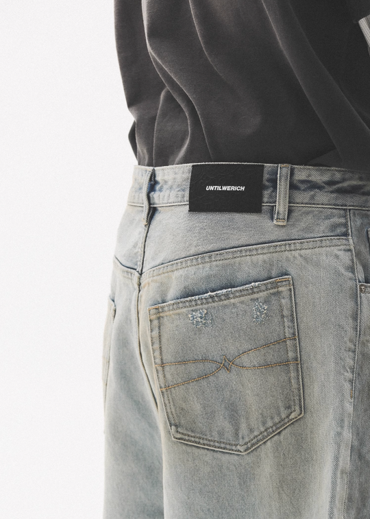 UNTILWERICH Dirty Wash Graffiti Print Jeans | Face 3 Face