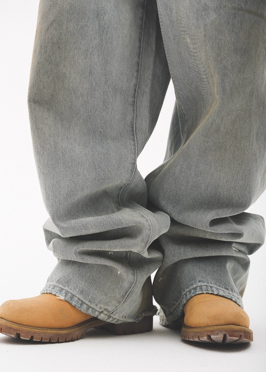 UNTILWERICH Dirty Wash Graffiti Print Jeans | Face 3 Face