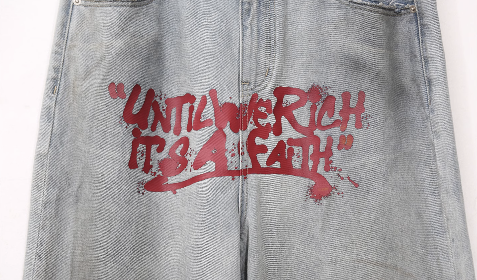 UNTILWERICH Dirty Wash Graffiti Print Jeans | Face 3 Face