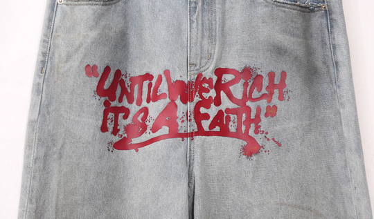 UNTILWERICH Dirty Wash Graffiti Print Jeans | Face 3 Face