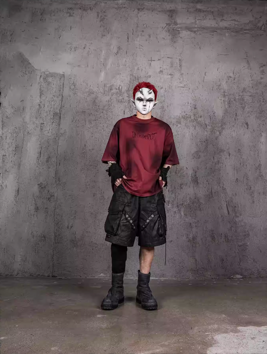 UNDERWATER Dirty-Dyed Distressed Red Logo Print Tee | Face 3 Face