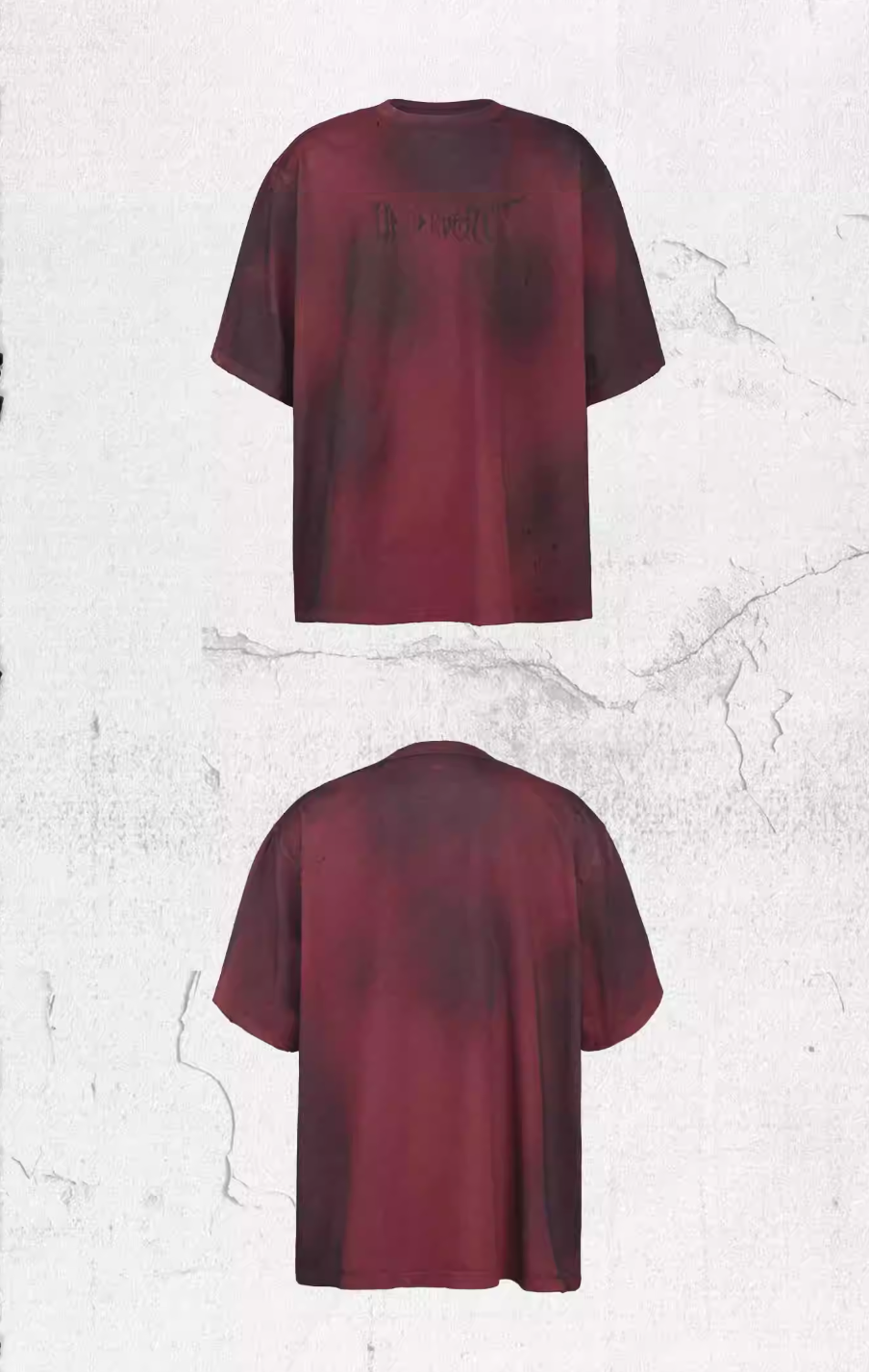 UNDERWATER Dirty-Dyed Distressed Red Logo Print Tee | Face 3 Face