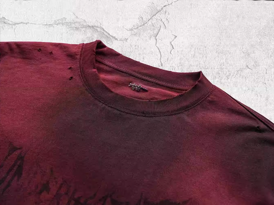 UNDERWATER Dirty-Dyed Distressed Red Logo Print Tee | Face 3 Face