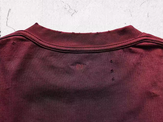 UNDERWATER Dirty-Dyed Distressed Red Logo Print Tee | Face 3 Face