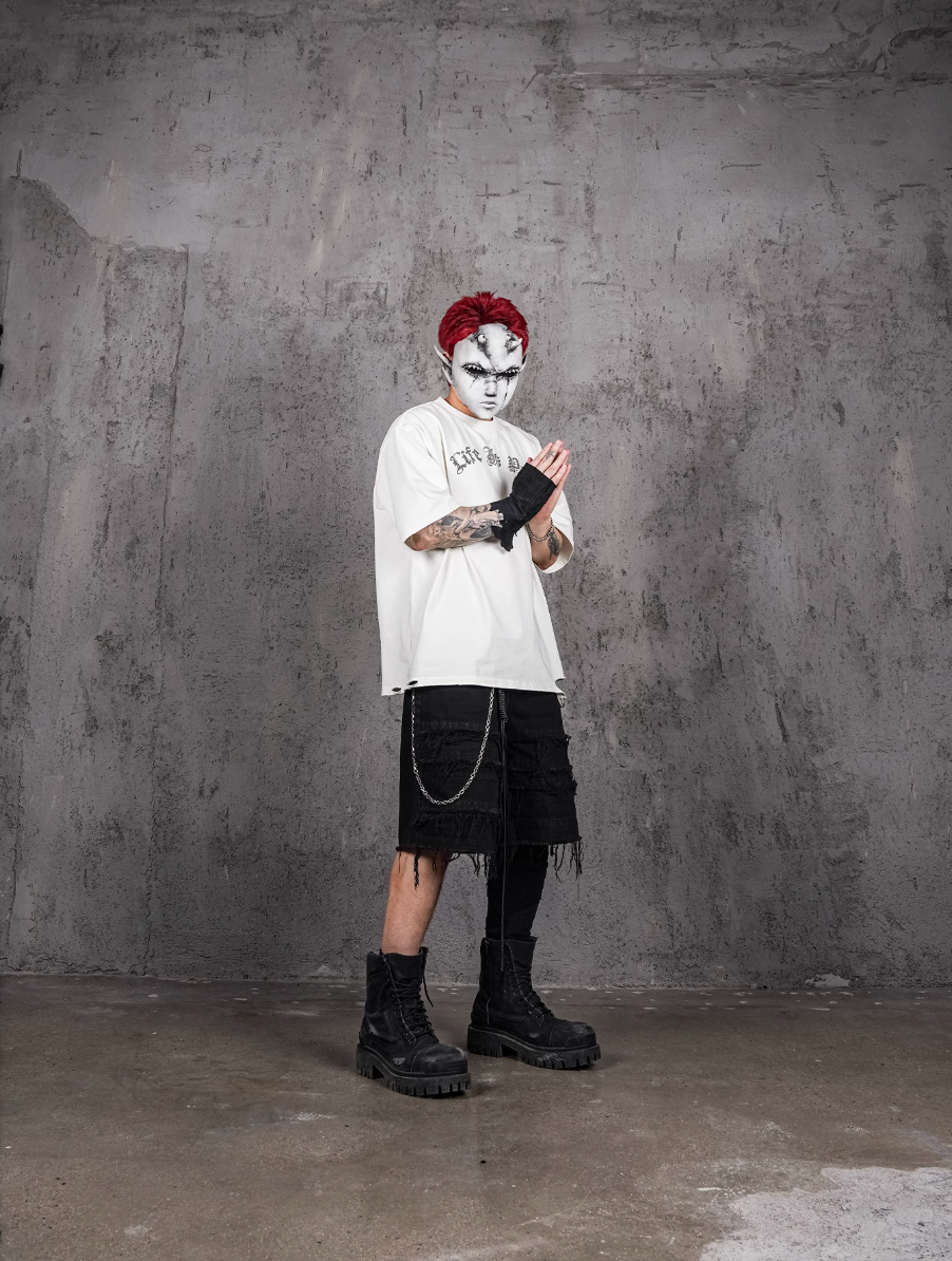 UNDERWATER Dirty-Dyed Distressed Life Is Pain Printed Tee | Face 3 Face