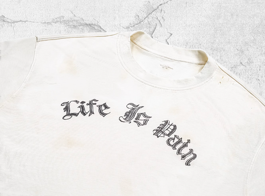 UNDERWATER Dirty-Dyed Distressed Life Is Pain Printed Tee | Face 3 Face