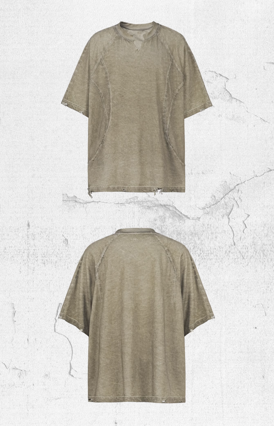 UNDERWATER Dirty Dye Deconstructed Cut-Out V-Neck Tee | Face 3 Face
