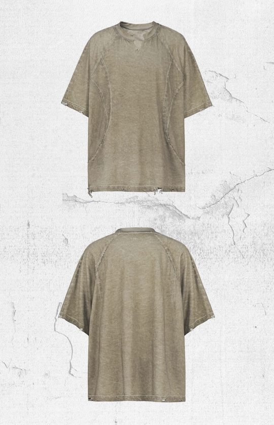 UNDERWATER Dirty Dye Deconstructed Cut-Out V-Neck Tee | Face 3 Face
