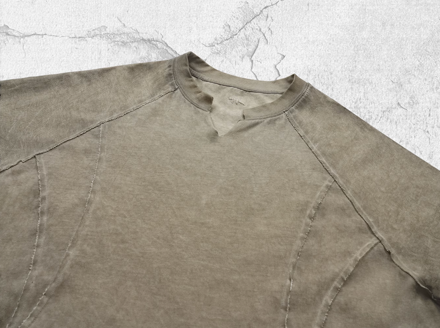 UNDERWATER Dirty Dye Deconstructed Cut-Out V-Neck Tee | Face 3 Face