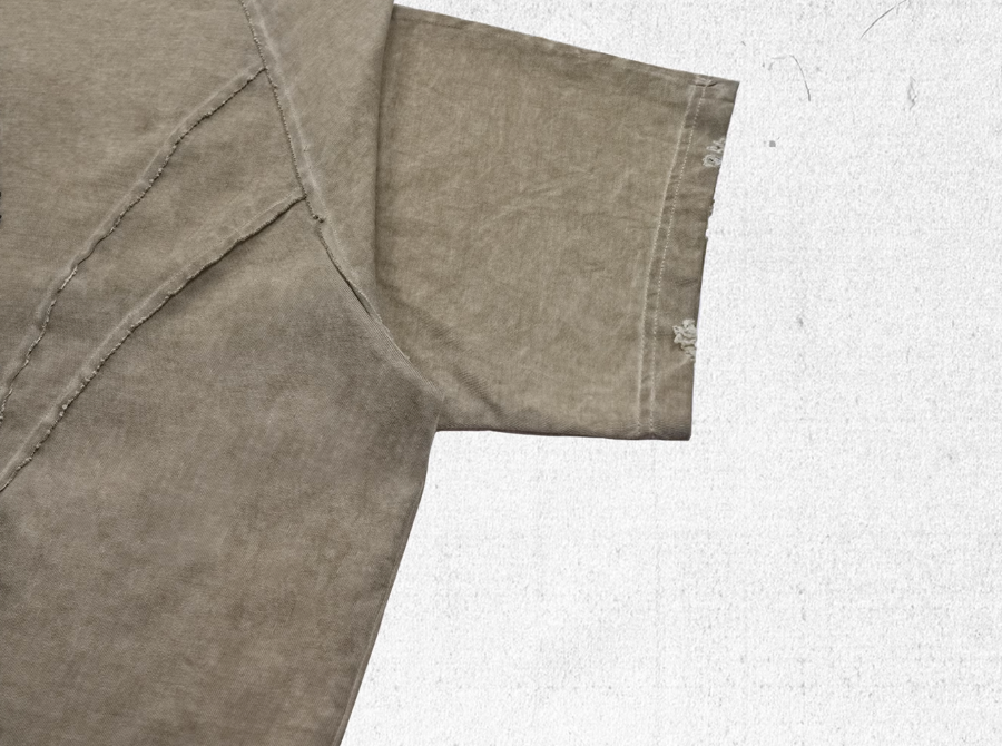 UNDERWATER Dirty Dye Deconstructed Cut-Out V-Neck Tee | Face 3 Face