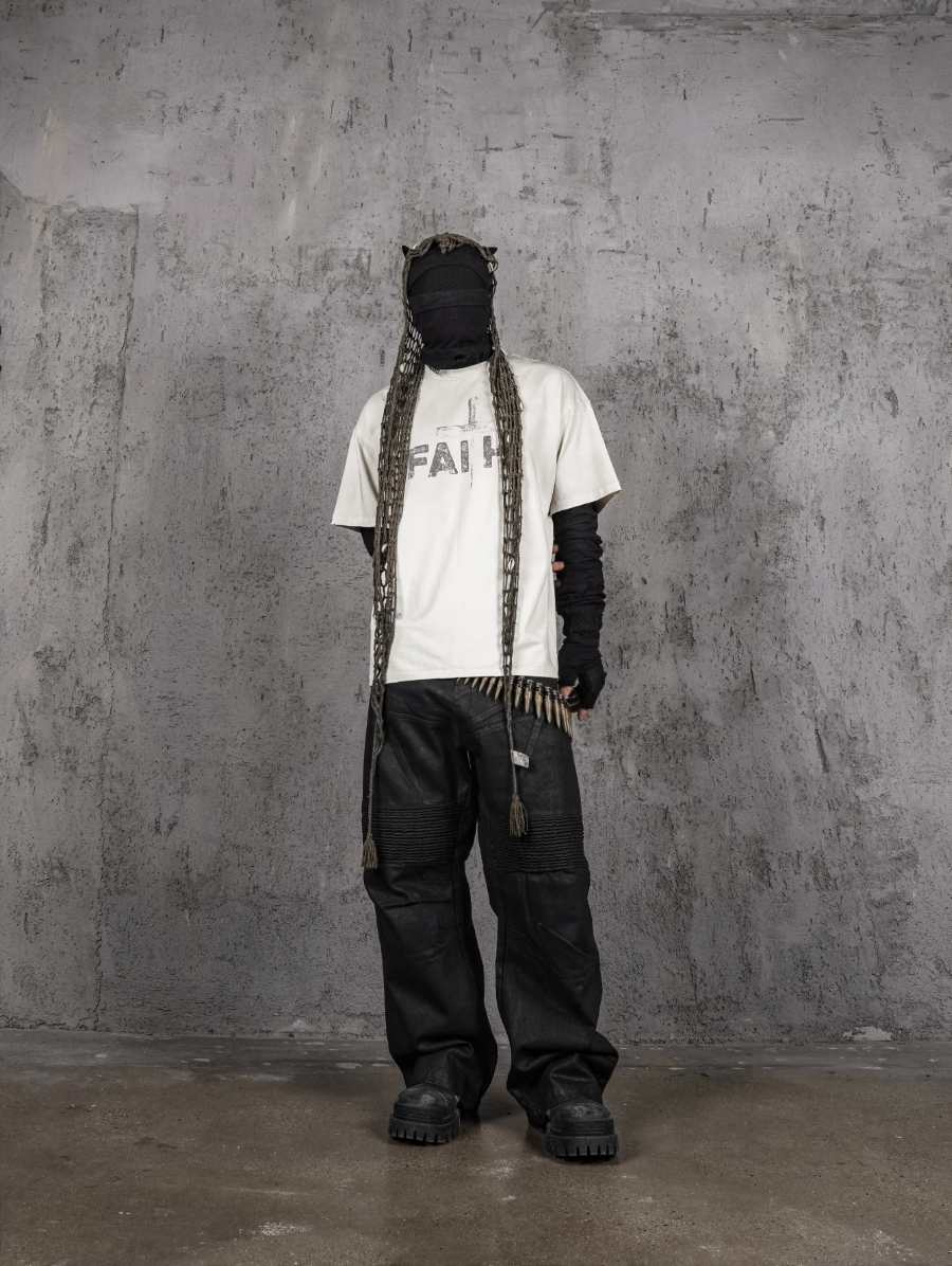 UNDERWATER Dirty Dye Destroyed Dusty White Vintage Print Tee | Face 3 Face