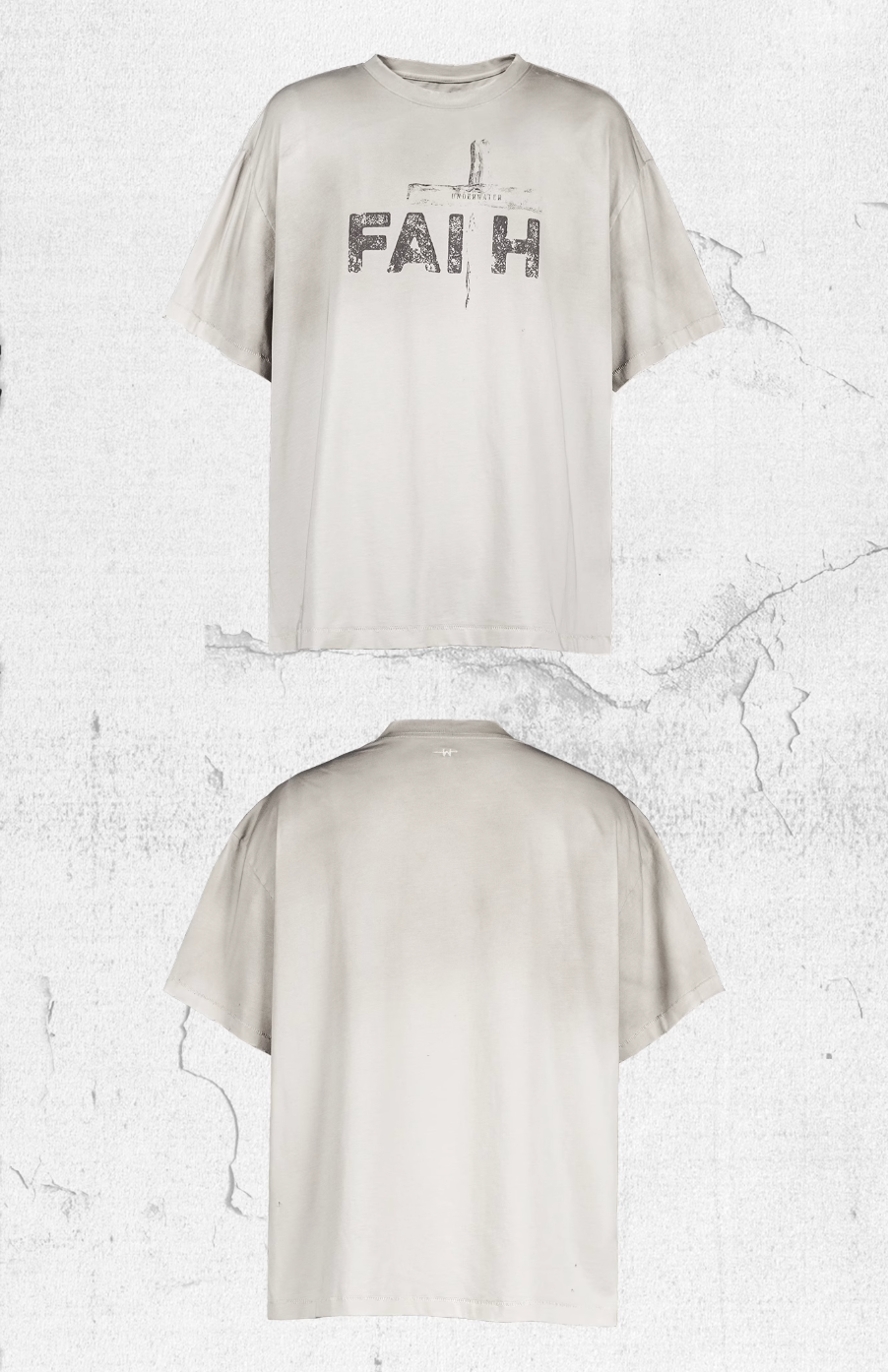 UNDERWATER Dirty Dye Destroyed Dusty White Vintage Print Tee | Face 3 Face