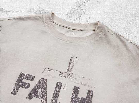 UNDERWATER Dirty Dye Destroyed Dusty White Vintage Print Tee | Face 3 Face