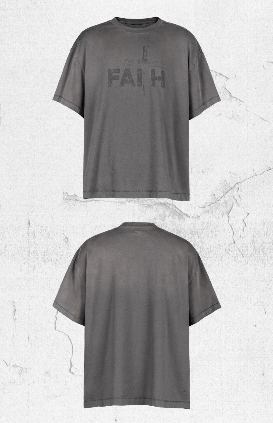 UNDERWATER Dirty Dye Destroyed Dusty Gray Vintage Print Tee | Face 3 Face