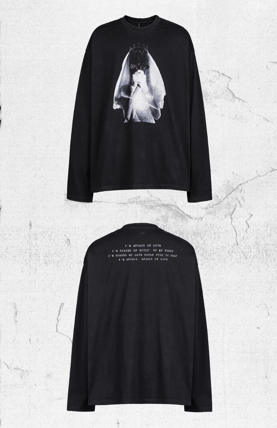 UNDERWATER Black Aged Wash Destroyed Portrait Print Long Sleeve Tee | Face 3 Face