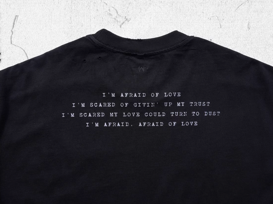 UNDERWATER Black Aged Wash Destroyed Portrait Print Long Sleeve Tee | Face 3 Face