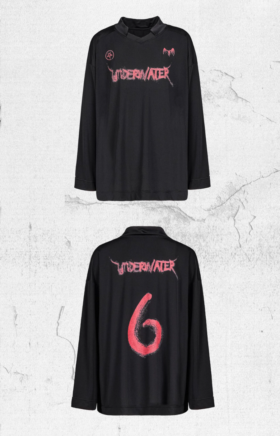 UNDERWATER Printed Patchwork Mesh Sports Long Sleeve Jersey Tee | Face 3 Face