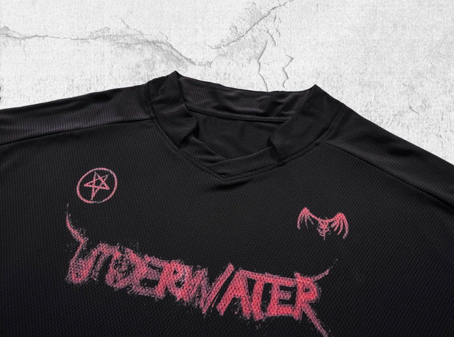 UNDERWATER Printed Patchwork Mesh Sports Long Sleeve Jersey Tee | Face 3 Face