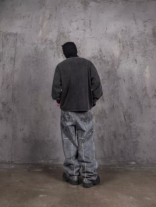 UNDERWATER Washed Deconstruction Patchwork Print Long Sleeve Tee | Face 3 Face