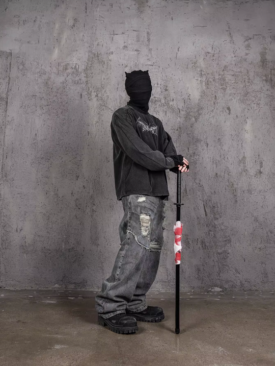 UNDERWATER Washed Deconstruction Patchwork Print Long Sleeve Tee | Face 3 Face