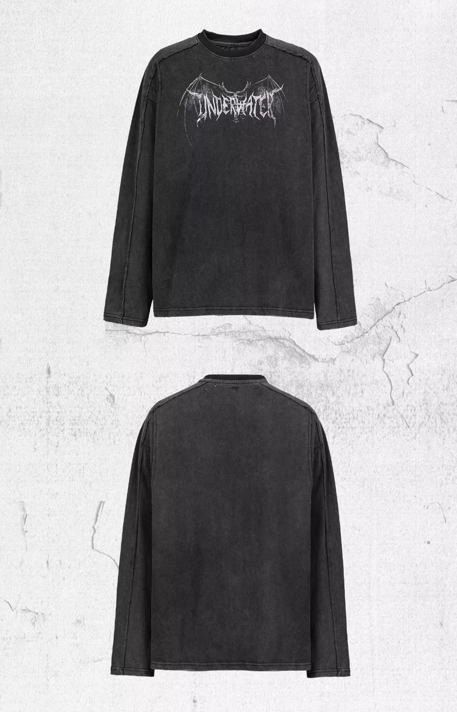 UNDERWATER Washed Deconstruction Patchwork Print Long Sleeve Tee | Face 3 Face