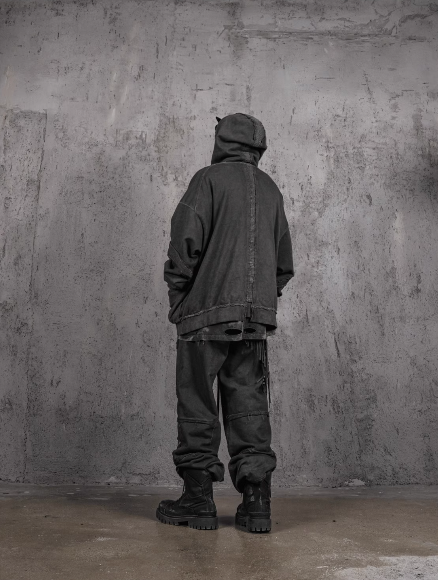 UNDERWATER Dirty Dyed Deconstructed Zip-Up Sweatshirt Jacket | Face 3 Face