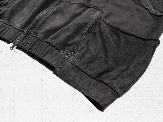 UNDERWATER Dirty Dyed Deconstructed Zip-Up Sweatshirt Jacket | Face 3 Face