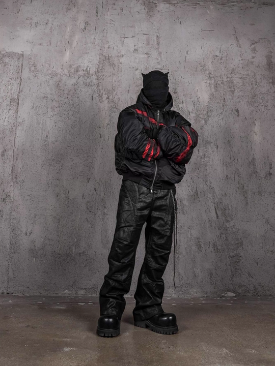 UNDERWATER Red Bandage Deconstructed Dirty Dyed MA-1 Bomber Jacket | Face 3 Face