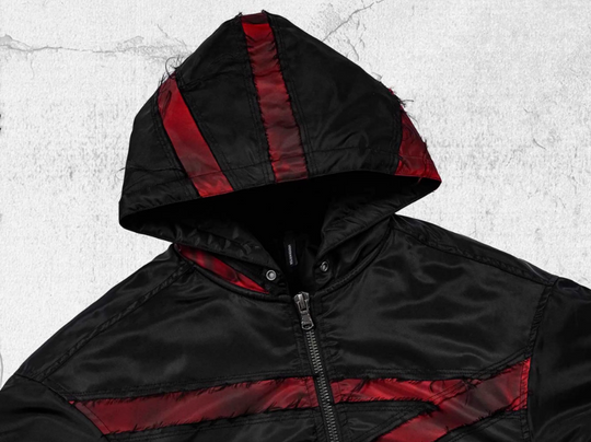 UNDERWATER Red Bandage Deconstructed Dirty Dyed MA-1 Bomber Jacket | Face 3 Face