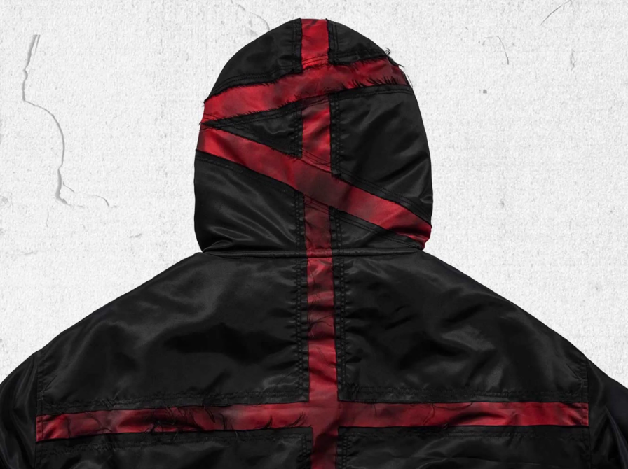 UNDERWATER Red Bandage Deconstructed Dirty Dyed MA-1 Bomber Jacket | Face 3 Face