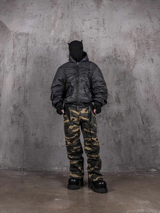 UNDERWATER Navy Bandage Deconstructed Dirty Dyed MA-1 Bomber Jacket | Face 3 Face