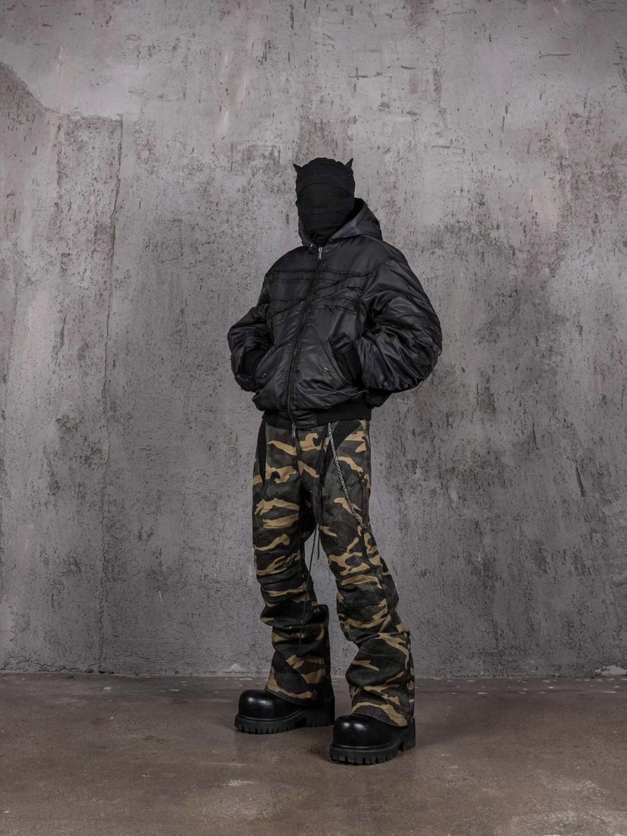 UNDERWATER Navy Bandage Deconstructed Dirty Dyed MA-1 Bomber Jacket | Face 3 Face