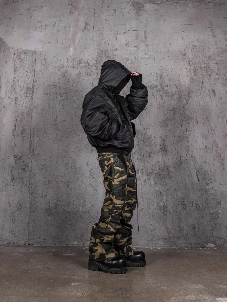 UNDERWATER Navy Bandage Deconstructed Dirty Dyed MA-1 Bomber Jacket | Face 3 Face