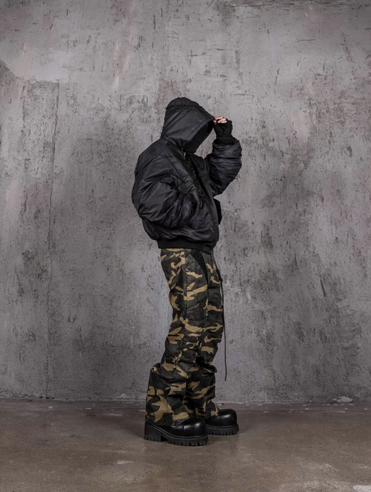 UNDERWATER Navy Bandage Deconstructed Dirty Dyed MA-1 Bomber Jacket | Face 3 Face