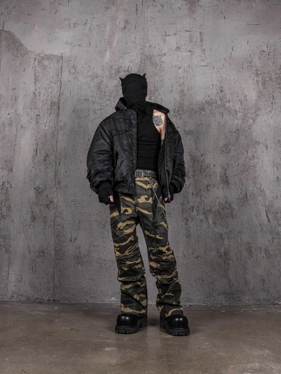 UNDERWATER Navy Bandage Deconstructed Dirty Dyed MA-1 Bomber Jacket | Face 3 Face