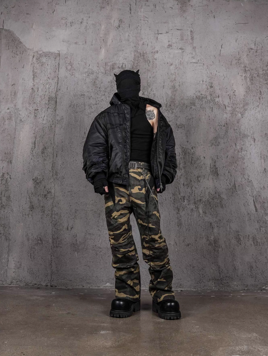 UNDERWATER Navy Bandage Deconstructed Dirty Dyed MA-1 Bomber Jacket | Face 3 Face