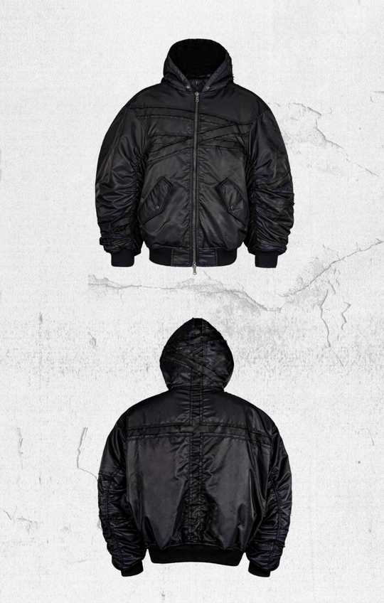 UNDERWATER Navy Bandage Deconstructed Dirty Dyed MA-1 Bomber Jacket | Face 3 Face