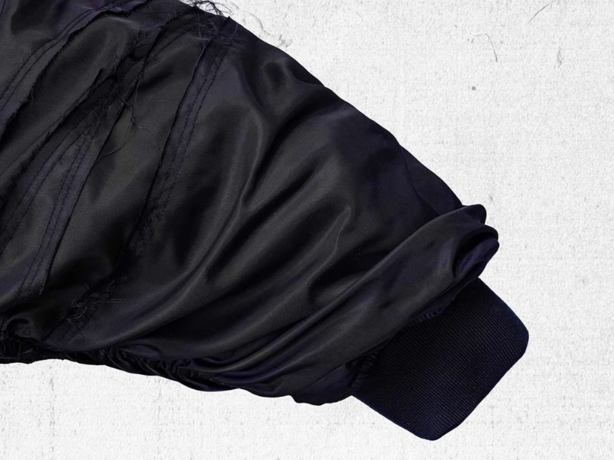 UNDERWATER Navy Bandage Deconstructed Dirty Dyed MA-1 Bomber Jacket | Face 3 Face