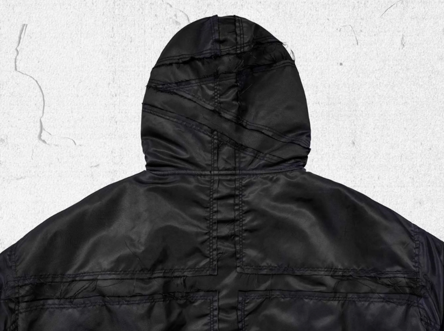 UNDERWATER Navy Bandage Deconstructed Dirty Dyed MA-1 Bomber Jacket | Face 3 Face