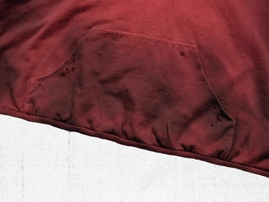 UNDERWATER Ashes Red Dirty Dye Old Deconstructed Destruction Hoodie | Face 3 Face
