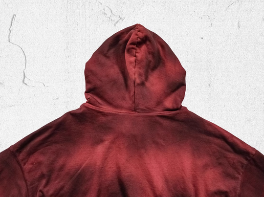 UNDERWATER Ashes Red Dirty Dye Old Deconstructed Destruction Hoodie | Face 3 Face