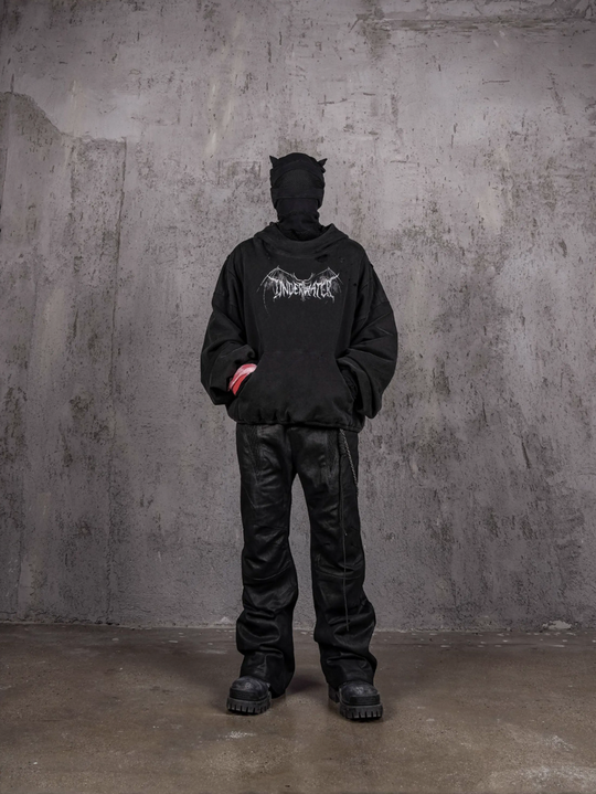 UNDERWATER Dust Black Deconstructed Destruction Hoodie | Face 3 Face