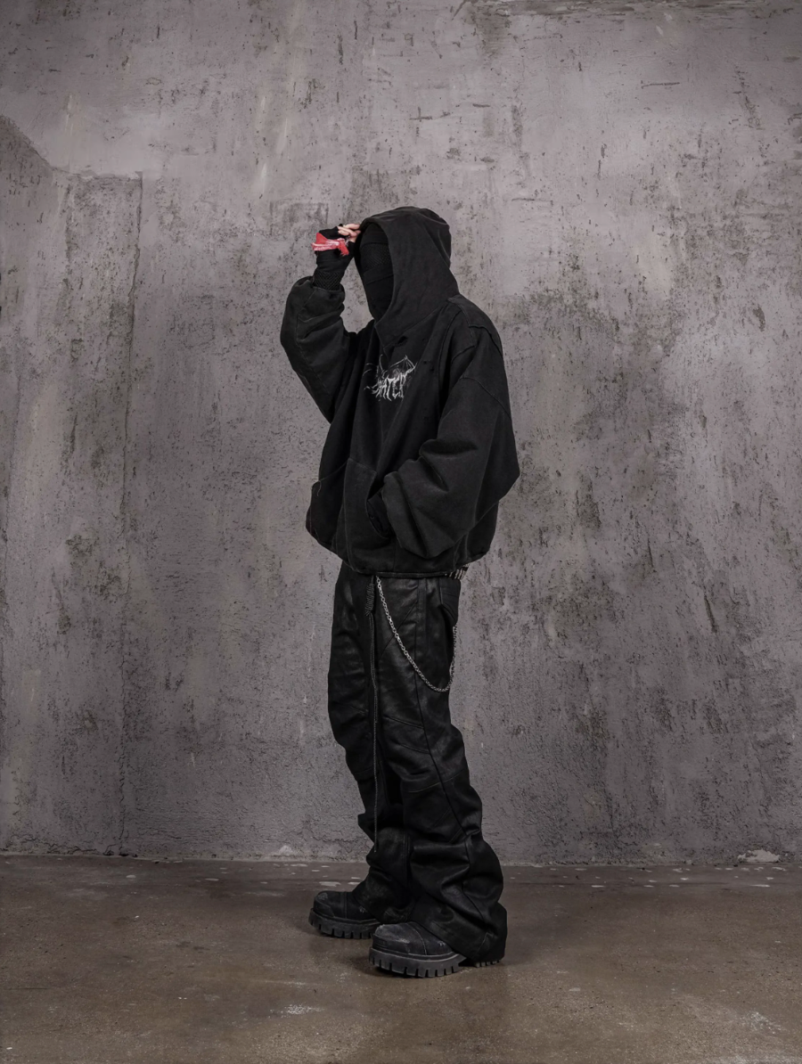 UNDERWATER Dust Black Deconstructed Destruction Hoodie | Face 3 Face