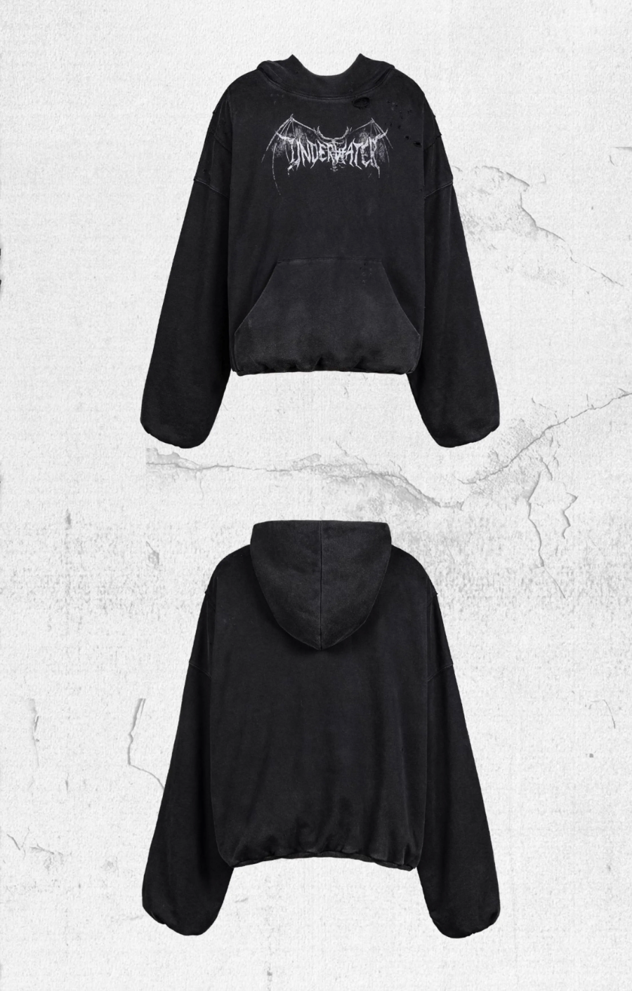 UNDERWATER Dust Black Deconstructed Destruction Hoodie | Face 3 Face