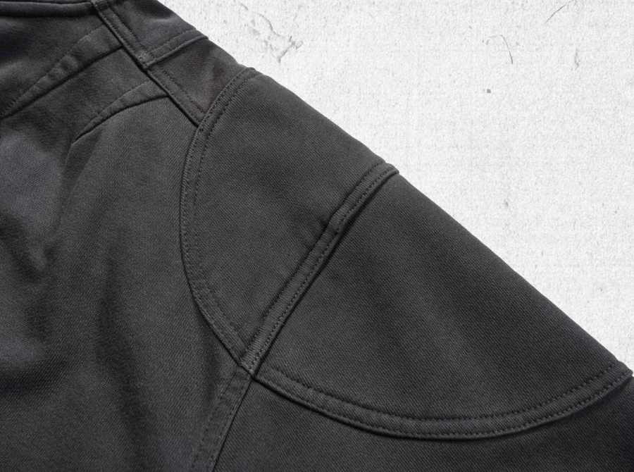 UNDERWATER Aged Silhouette Shirred Biker Armor Zip-Up Hoodie | Face 3 Face