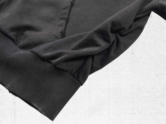 UNDERWATER Aged Silhouette Shirred Biker Armor Zip-Up Hoodie | Face 3 Face