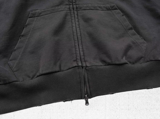 UNDERWATER Aged Silhouette Shirred Biker Armor Zip-Up Hoodie | Face 3 Face