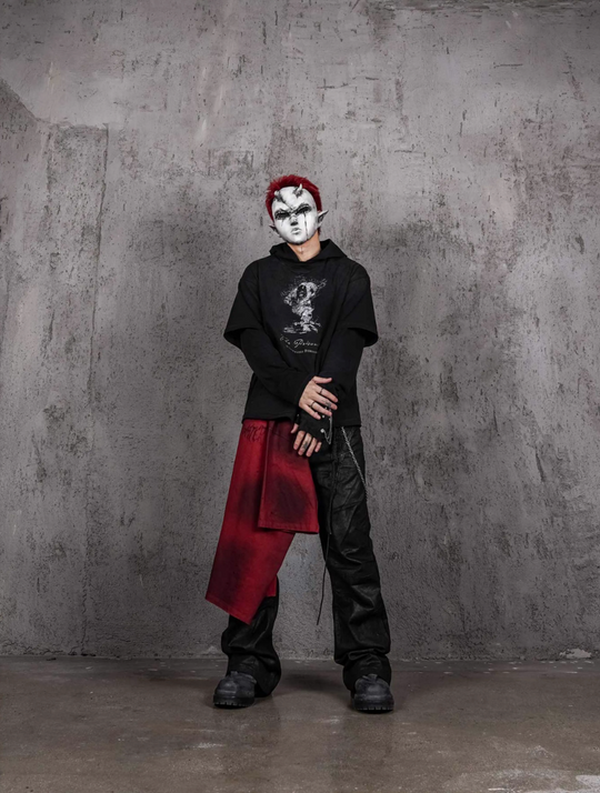 UNDERWATER Destruction Fake Layered Prisoner Print Hoodie | Face 3 Face