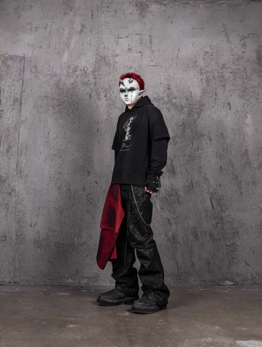 UNDERWATER Destruction Fake Layered Prisoner Print Hoodie | Face 3 Face