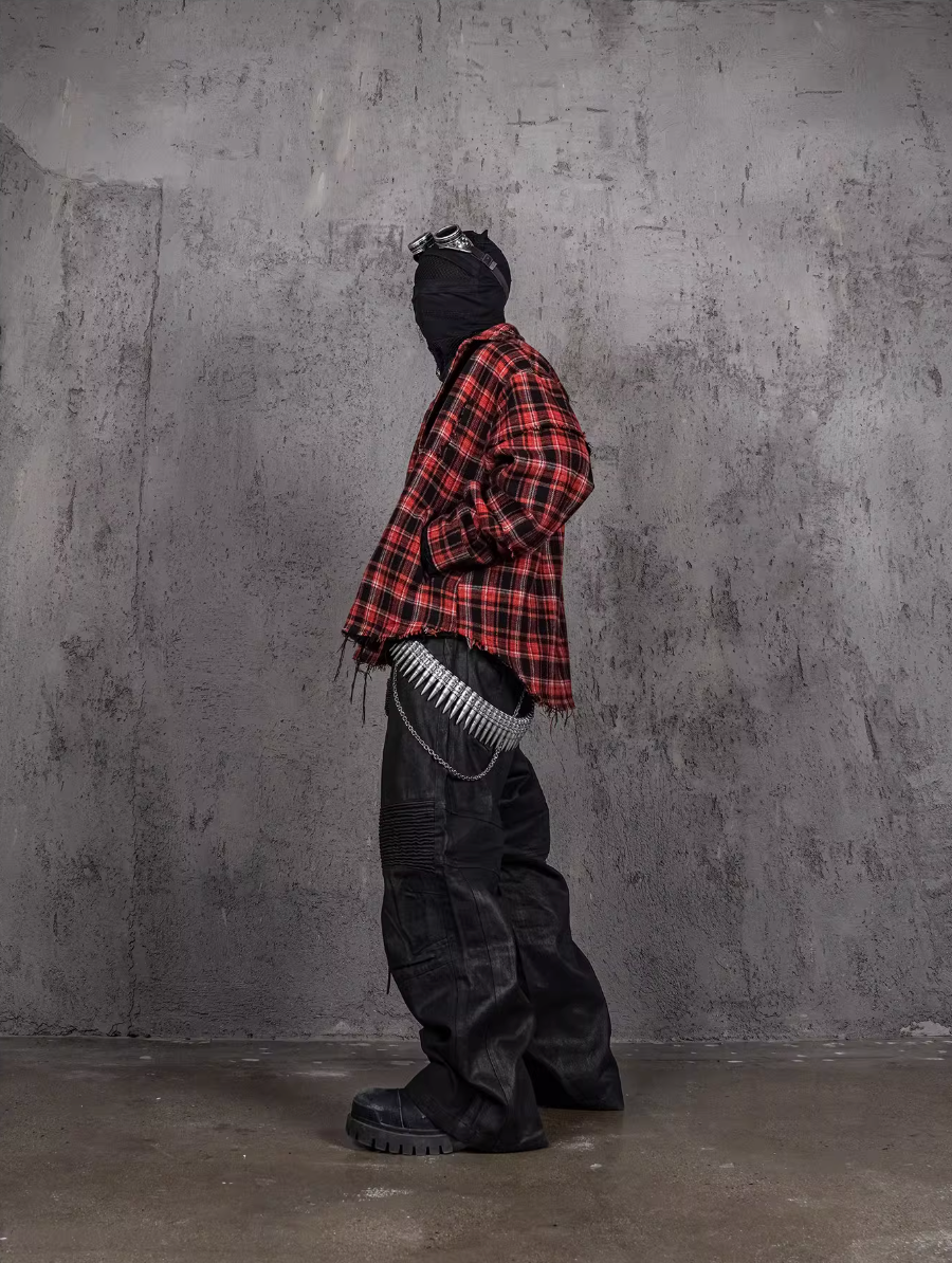 UNDERWATER Black Waxed Biker Wide Leg Bootcut Jeans | Face 3 Face